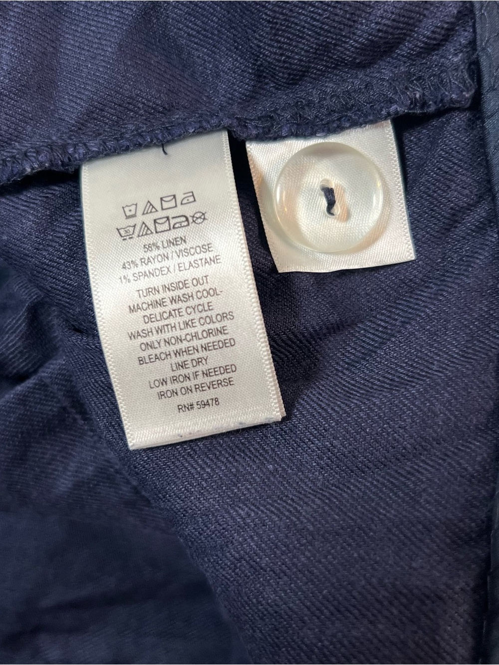 Halston Navy Linen Blendβ Sleeveless Shirt Dress Size 8 - Picture 3 of 9